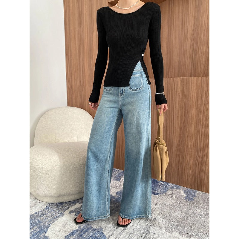 Damen Langarmoberteil Rippstruktur Elegant Norvielle