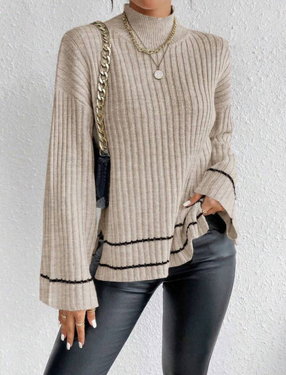Damen Rollkragenpullover Gerippt Winterweiß