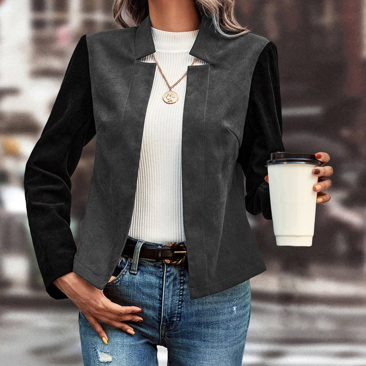 Damen Blazerjacke Stehkragen Elegant Norvielle
