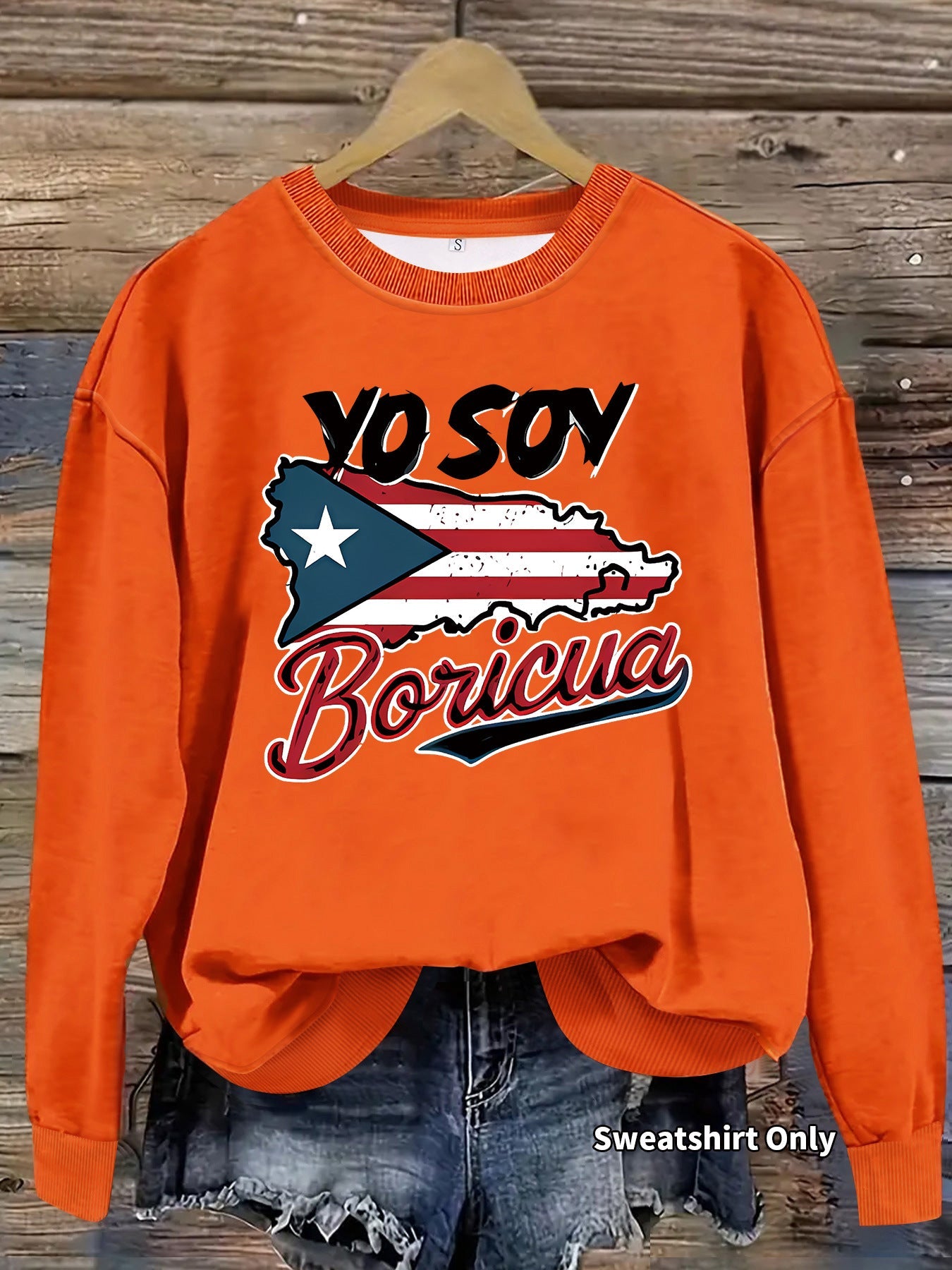 Damen Sweatshirt Puerto Rico Design Baumwolle Lässig Grau