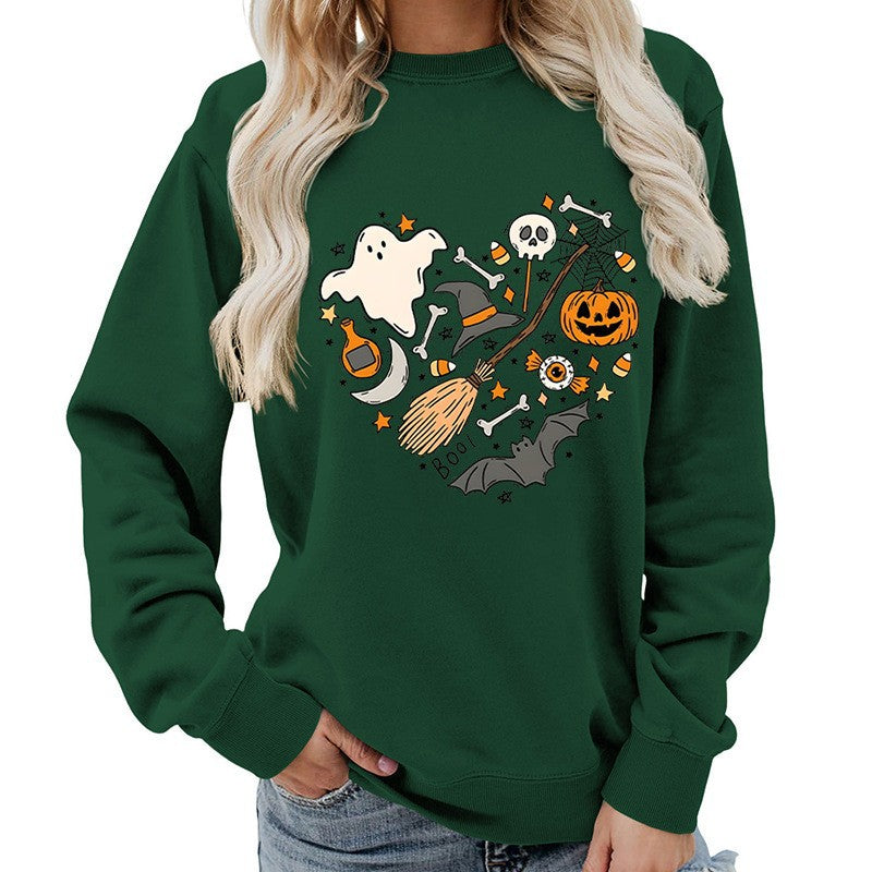 Damen Halloween Sweatshirt Kreatives Motiv Schwarz - Norvielle