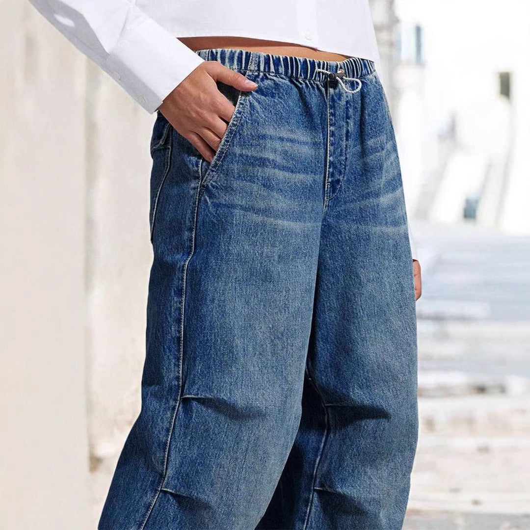 Damen Weite Jeanshose Lässiger Urban-Stil Bequem