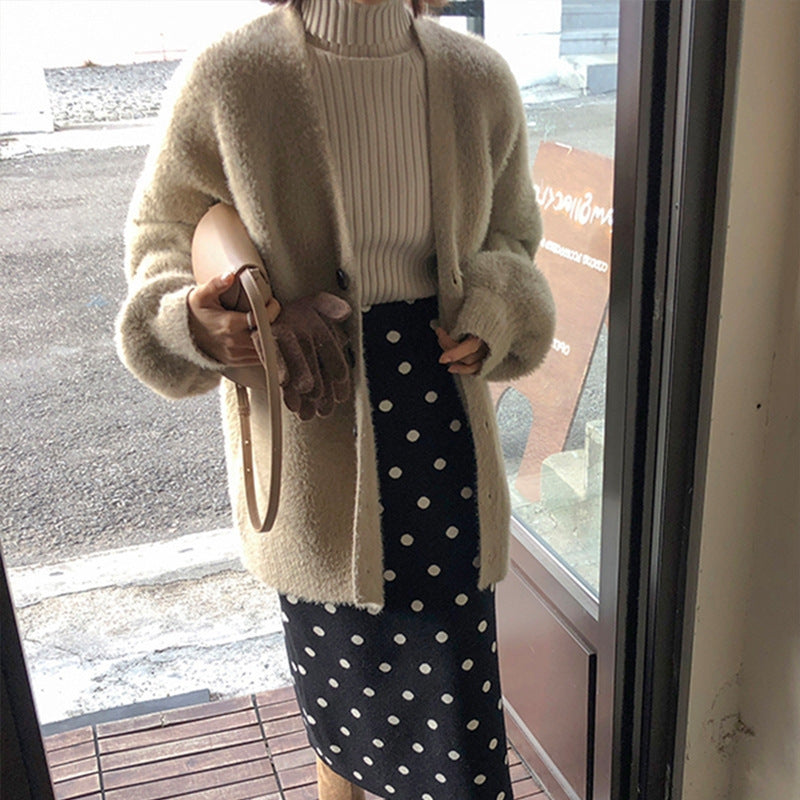 Damen Strickjacke Flauschig Weit Norvielle