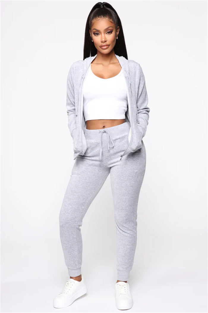 Damen Velours-Jogginganzug mit Kapuze Norvielle