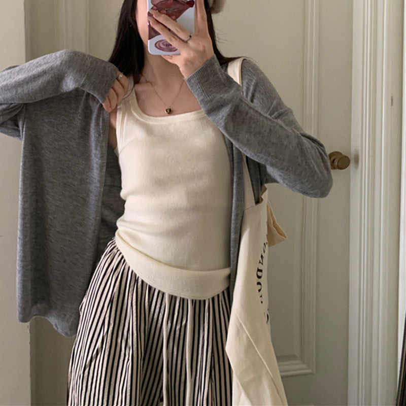 Damen Strickcardigan Weit Schnitt Feine Details Beige