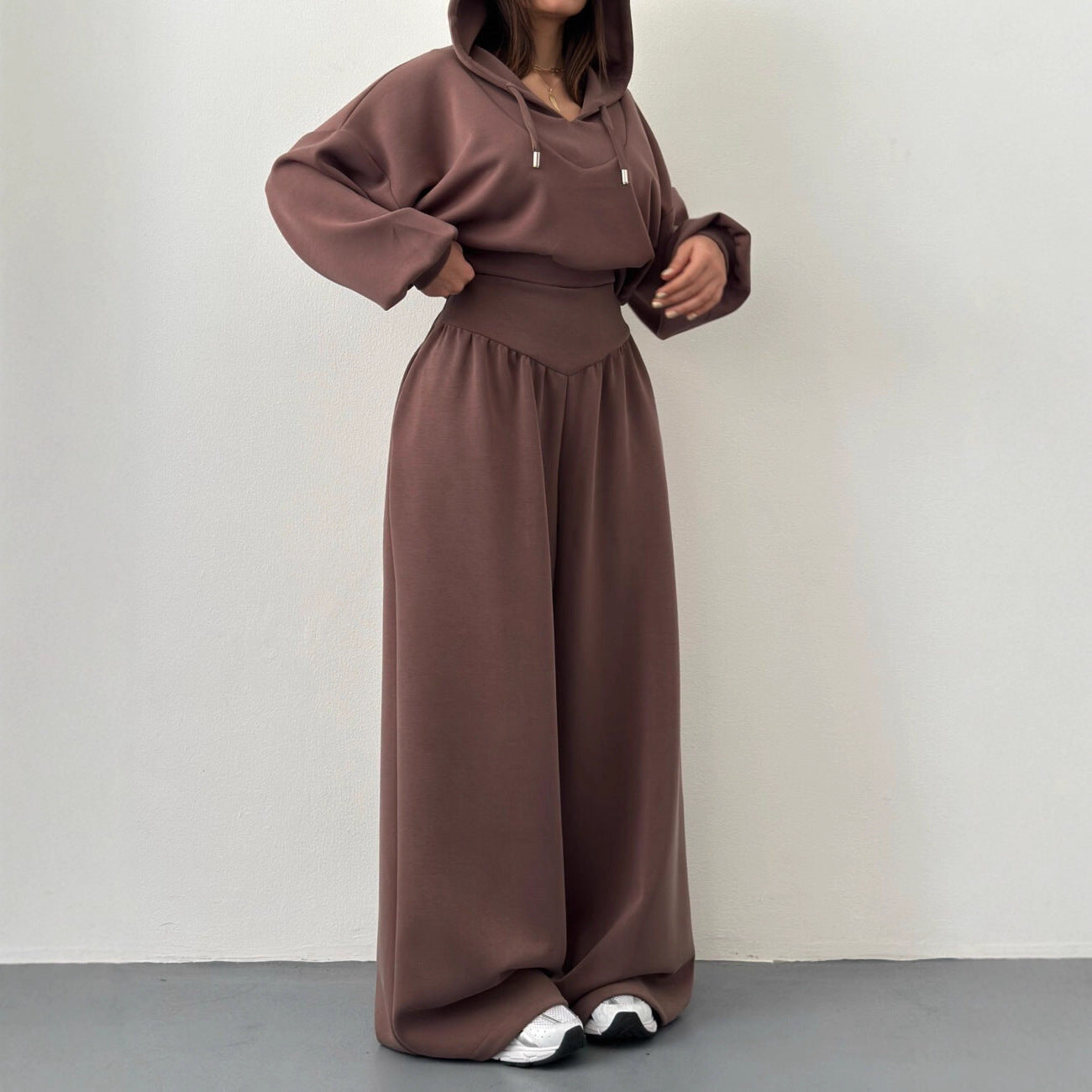 Damen Set Cropped Hoodie Weite Bundhose