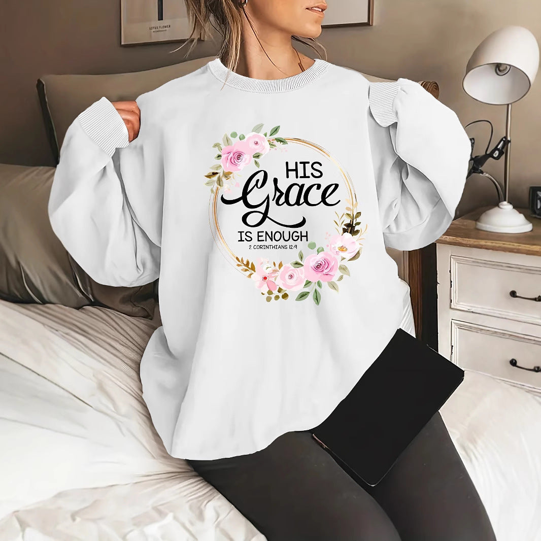 Damen Sweatshirt Florales Design Motivierender Schriftzug