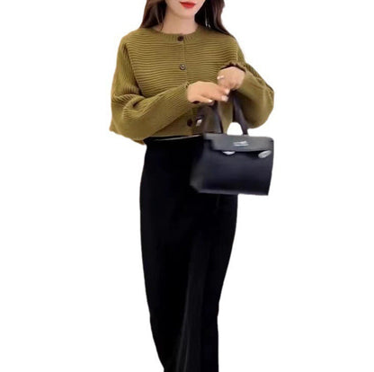 Damen Strickjacke locker mit Knöpfen und weitem Schnitt Norvielle