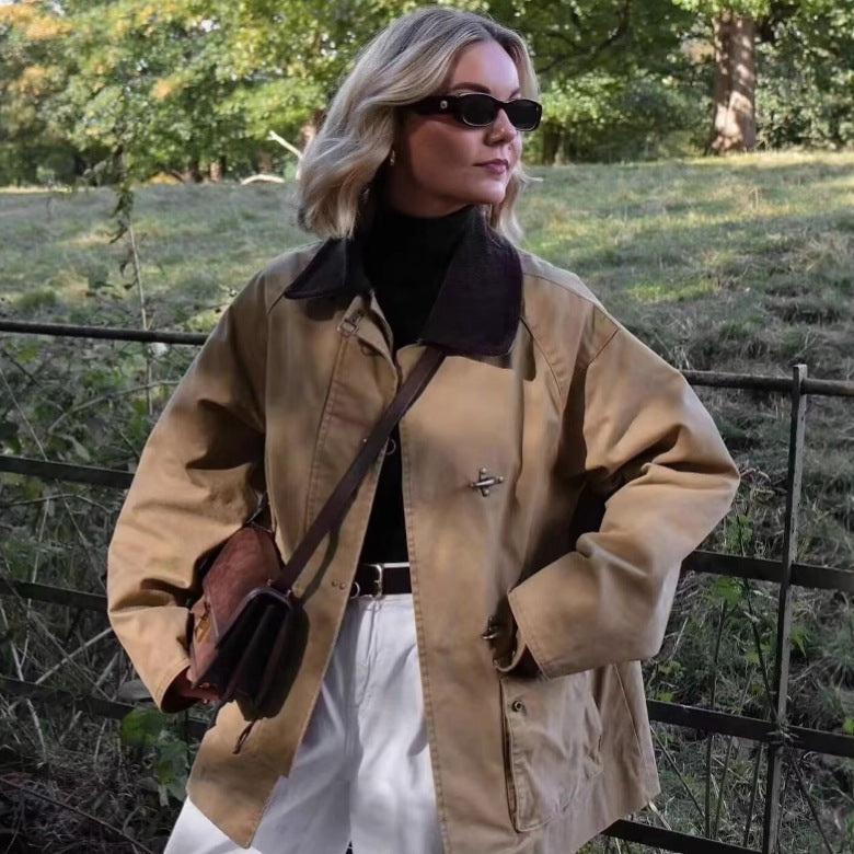 Damen Übergangsjacke Stehkragen Taschen Norvielle