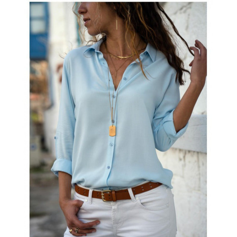 Damen Bluse Lockere Moderner Schnitt Knopfdetails