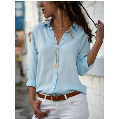 Damen Bluse Lockere Moderner Schnitt Knopfdetails