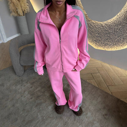 Damen Sportliches Komplett-Set Weites Design Reißverschluss Norvielle
