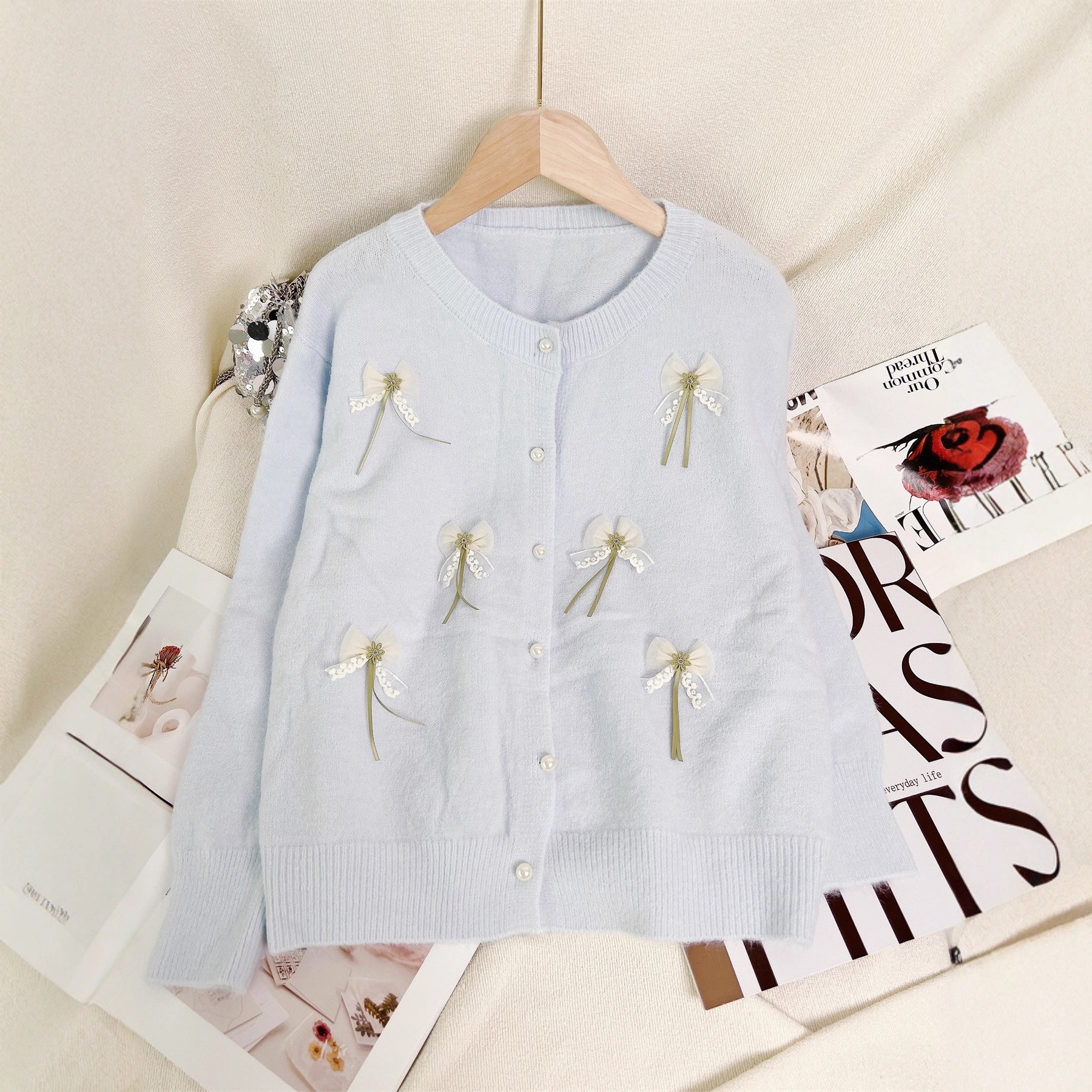 Damen Strickjacke mit Schleifen-Applikationen - Norvielle