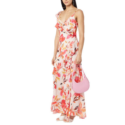Damen Maxikleid Schulterfrei Flora Rüschen