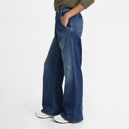 Damen Weite Jeans Hochbund Lässiger Schnitt