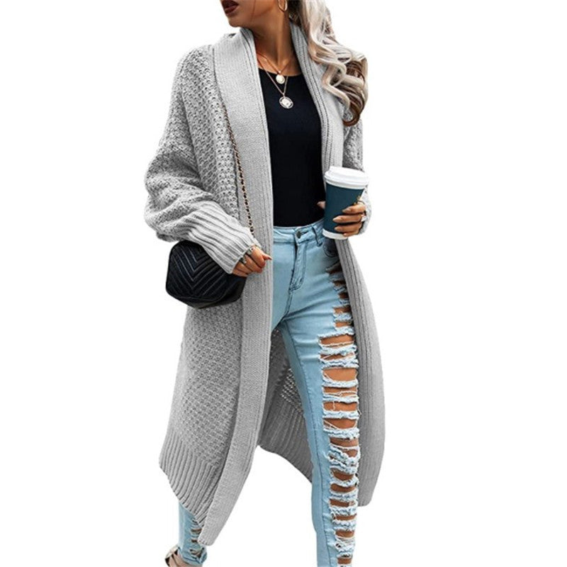 Damen Strickcardigan Grobstrick Elegantes Design Beige Norvielle