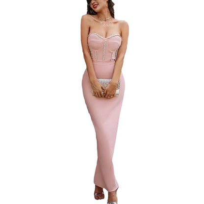 Damen Abendkleid Herz-Ausschnitt Glitzer Norvielle