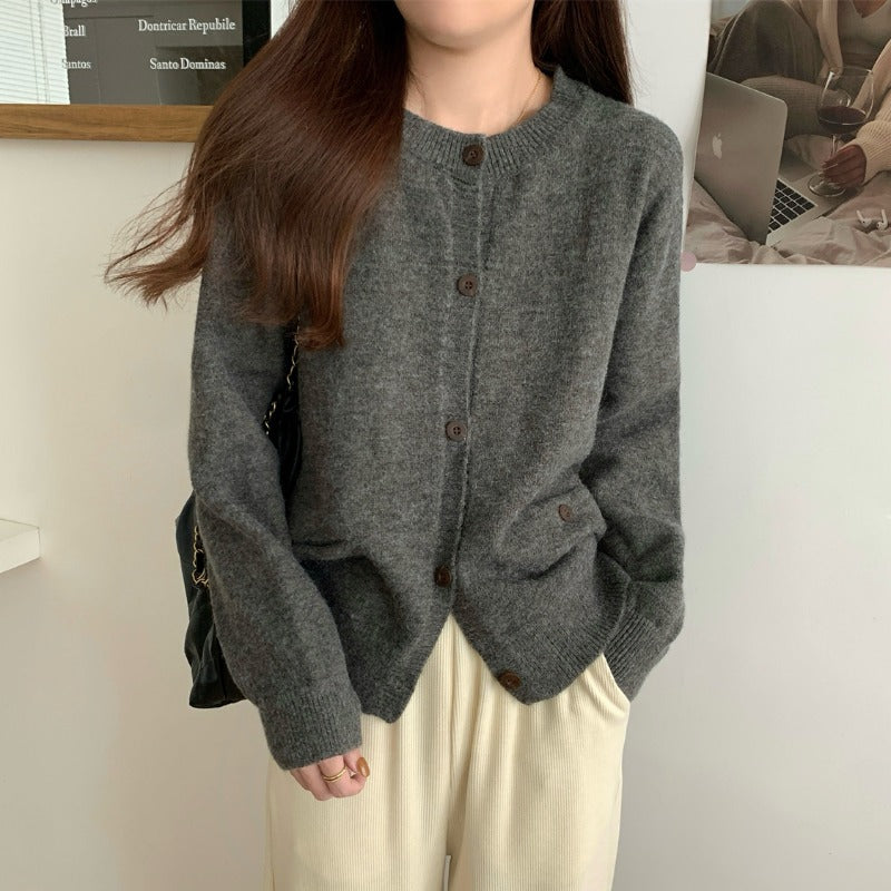 Damen Strickcardigan Große Taschen Knopfdetails Norvielle