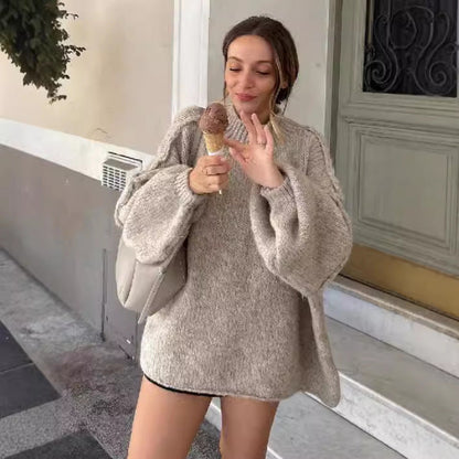 Damen Oversized Strickpullover Gemütlich Modern Norvielle