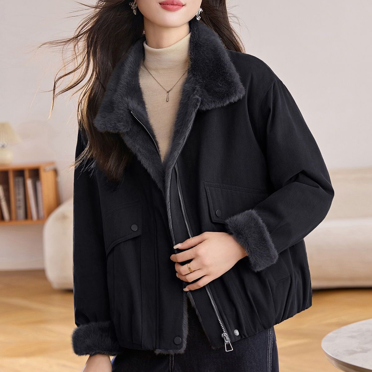 Damen Steppjacke Warm Flauschig Norvielle