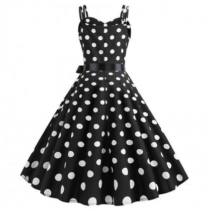 Damen Swingkleid Klassisch Punkte Breiter Rock