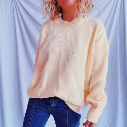 Damen Strickpullover Oversized Floralmuster Norvielle