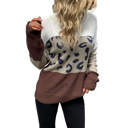 Damen Strickpullover Tiermuster Farbblockdesign Norvielle