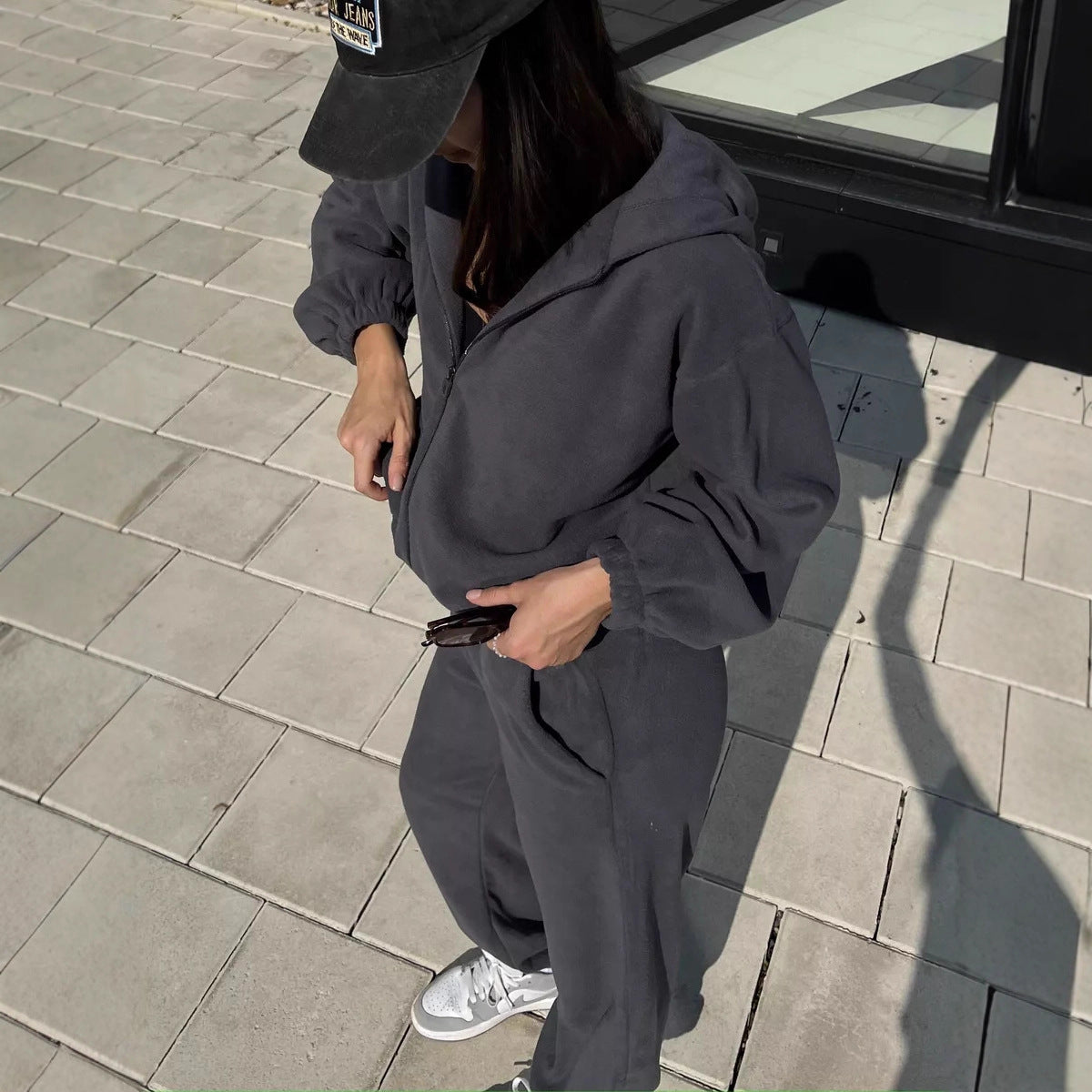 Damen Fleece-Jogginganzug mit Kapuze