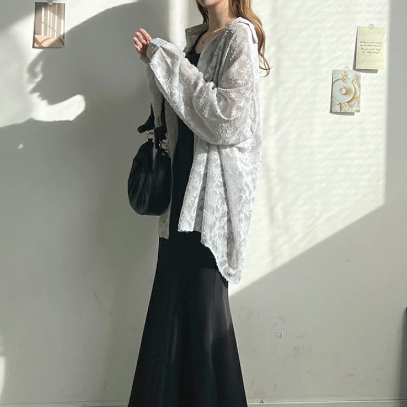 Damen Chiffon-Cardigan Florales Muster Eleganter Schnitt