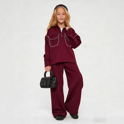 Damen Sportpullover Sweat Halbzipp mit Taschen