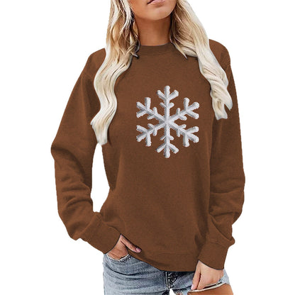 Damen Sweatshirt Schneeflockenmotiv Lässig Norvielle