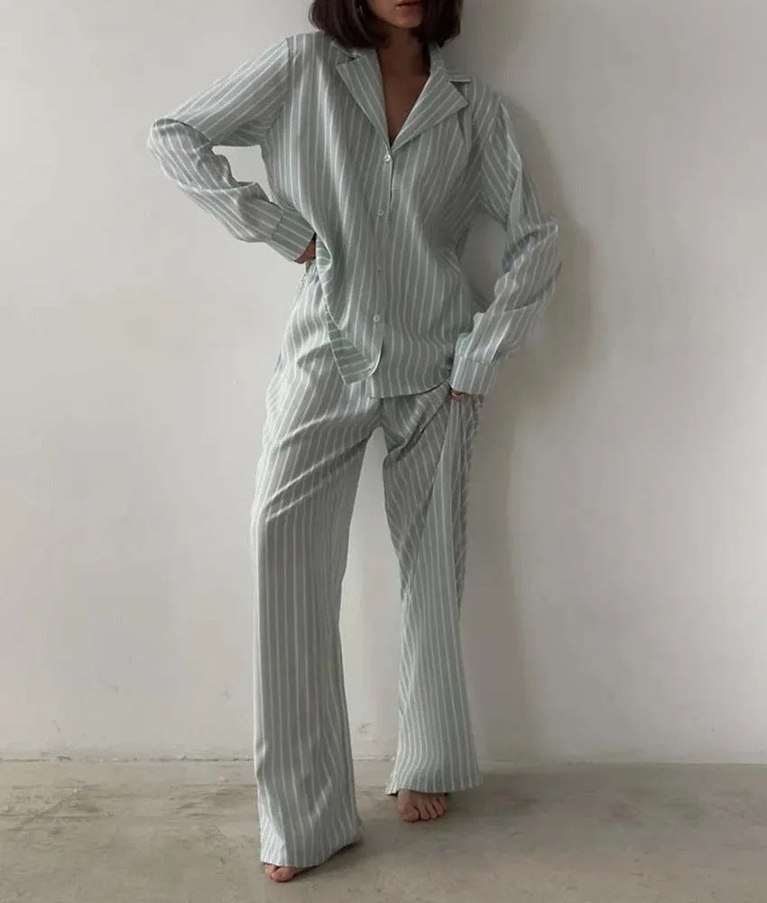 Damen Gestreiftes Pyjama-Set Baumwolle Norvielle