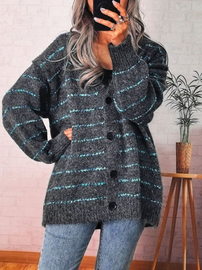 Damen Strickjacke Kontraststreifen Norvielle