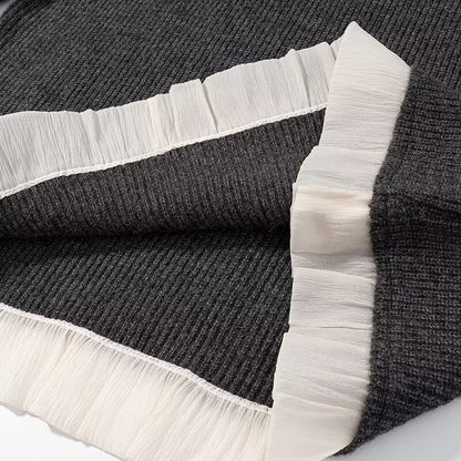 Damen Strickset mit Rüschensaum Hochwertig