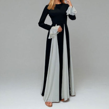 Damen Maxikleid mit Trompetenärmeln Farbkontrast - Norvielle