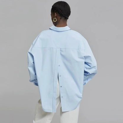 Damen Oversize-Hemd Norvielle Baumwolle Weiß