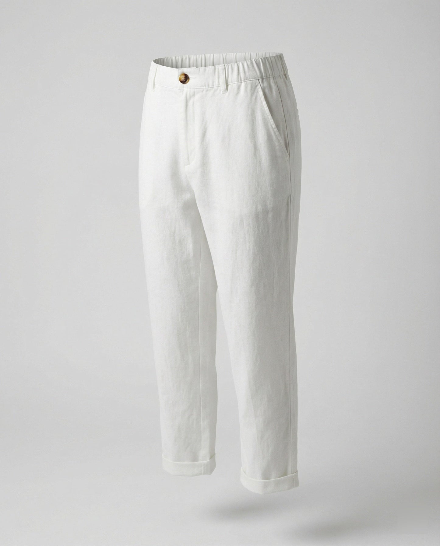 Damen Chinohose Bequem Umschlag-Saum