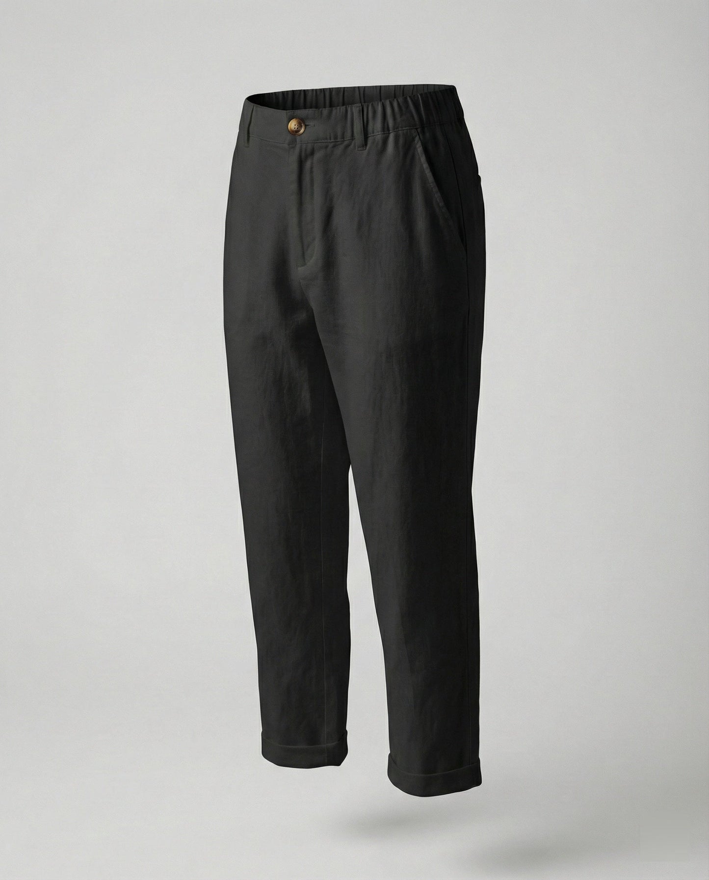 Damen Chinohose Bequem Umschlag-Saum