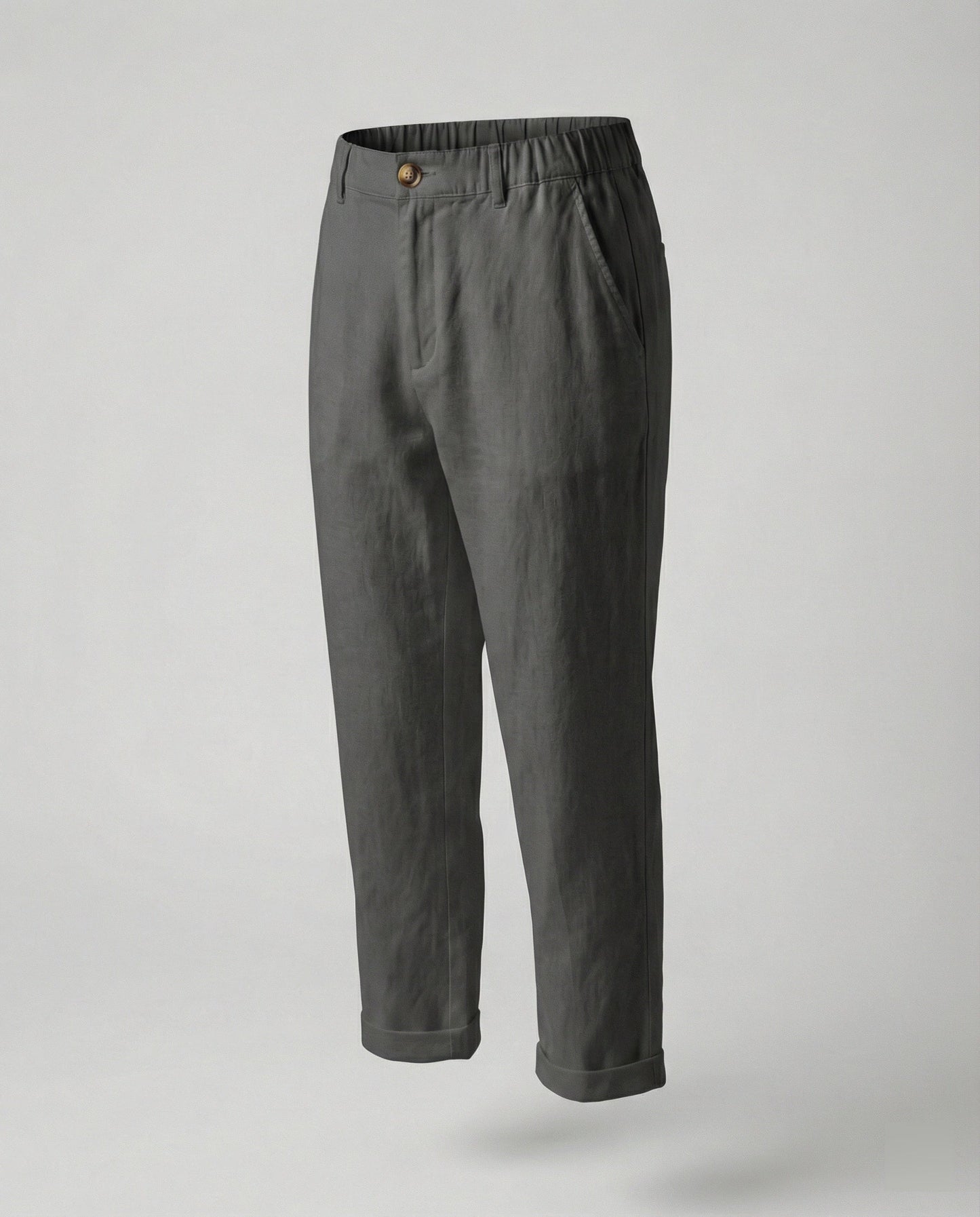 Damen Chinohose Bequem Umschlag-Saum