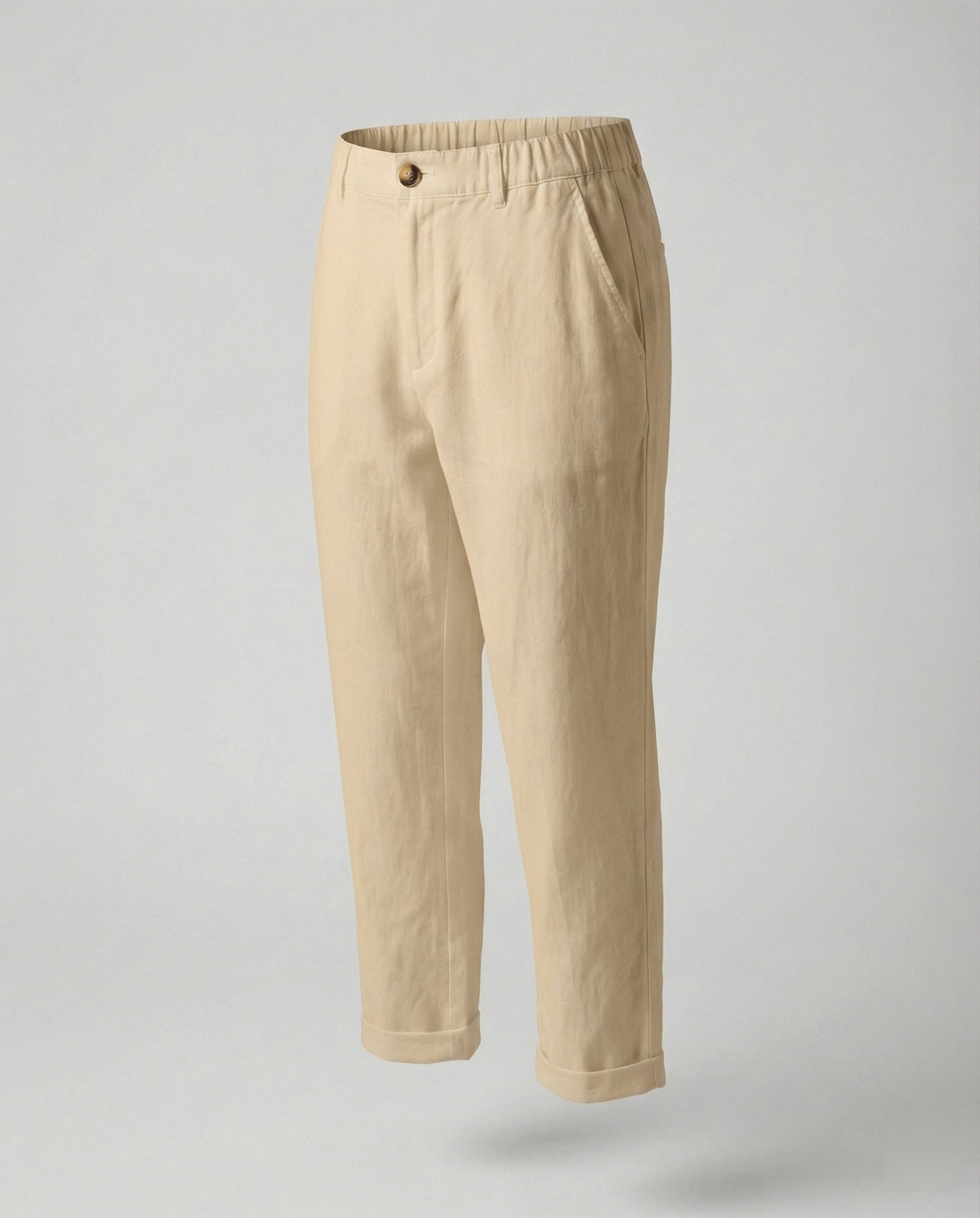 Damen Chinohose Bequem Umschlag-Saum