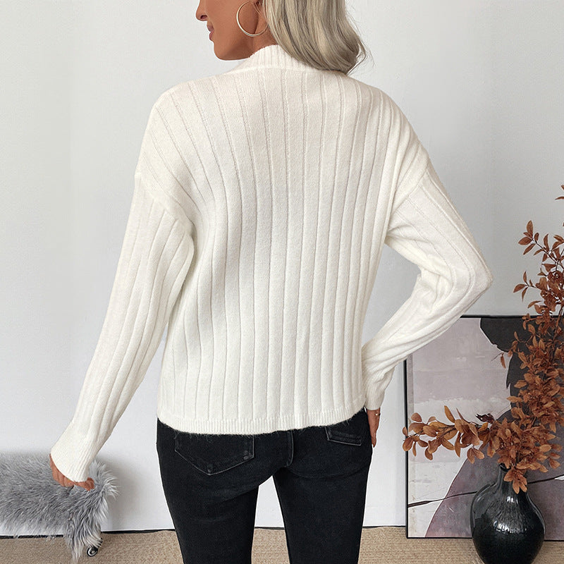 Damen Strickpullover Herzknöpfe Struktur Norvielle