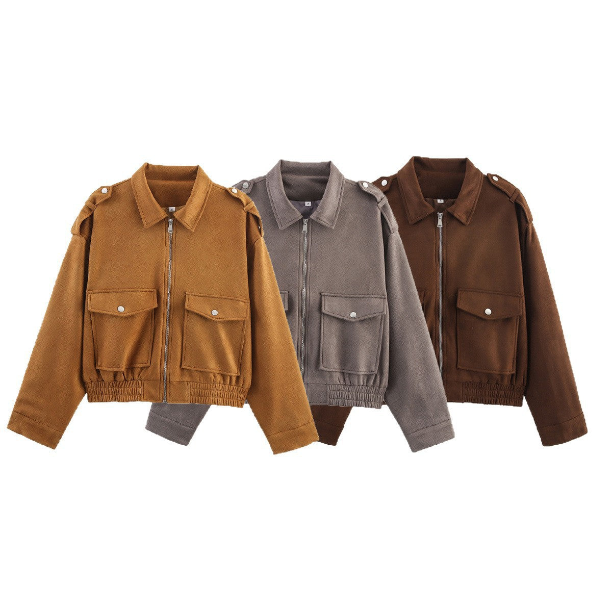 Damen Outdoorjacke Lässig Reißverschluss Große Taschen Norvielle