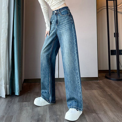 Damen Jeans mit Perlendetails Glanzoptik Norvielle