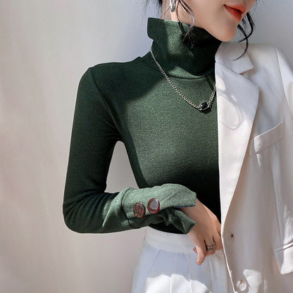 Damen Langarm-Turtleneck Rippmaterial Fein