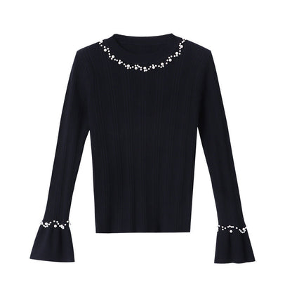 Damen Strickpullover mit Perlen-Details und langen Ärmeln Norvielle