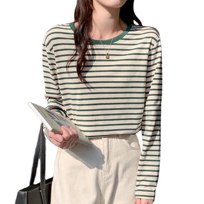 Damen Langarmshirt Streifenmuster Baumwolle