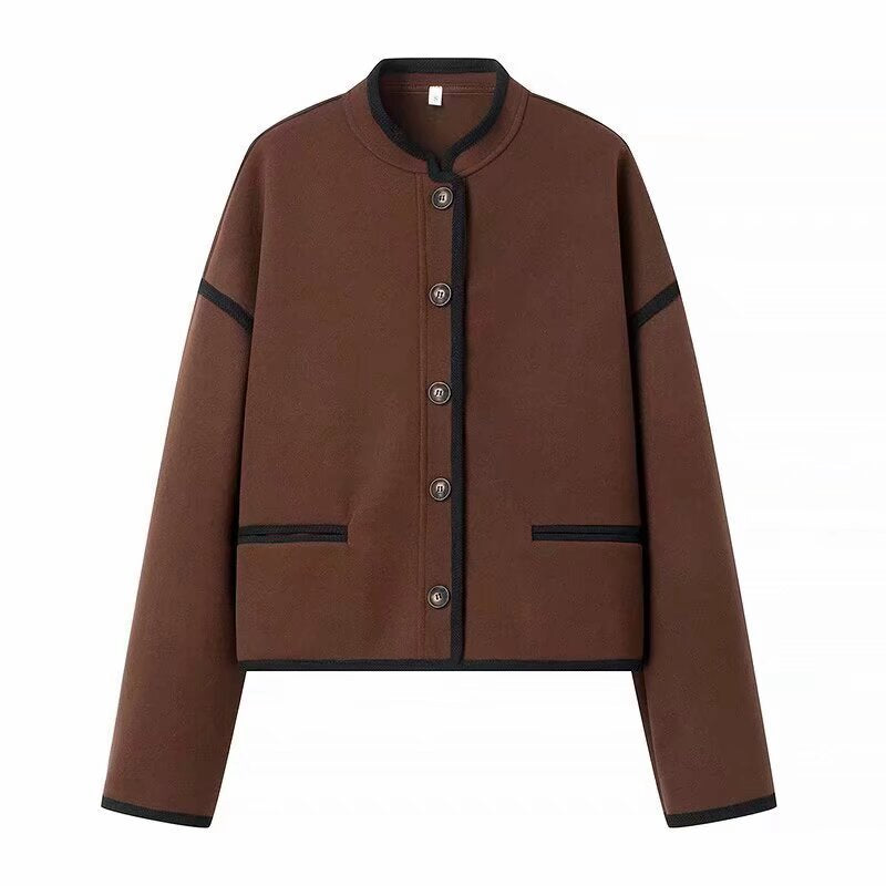 Damen Modische Jacke Norvielle Elegant Knöpfe Kontrastnähte - Norvielle