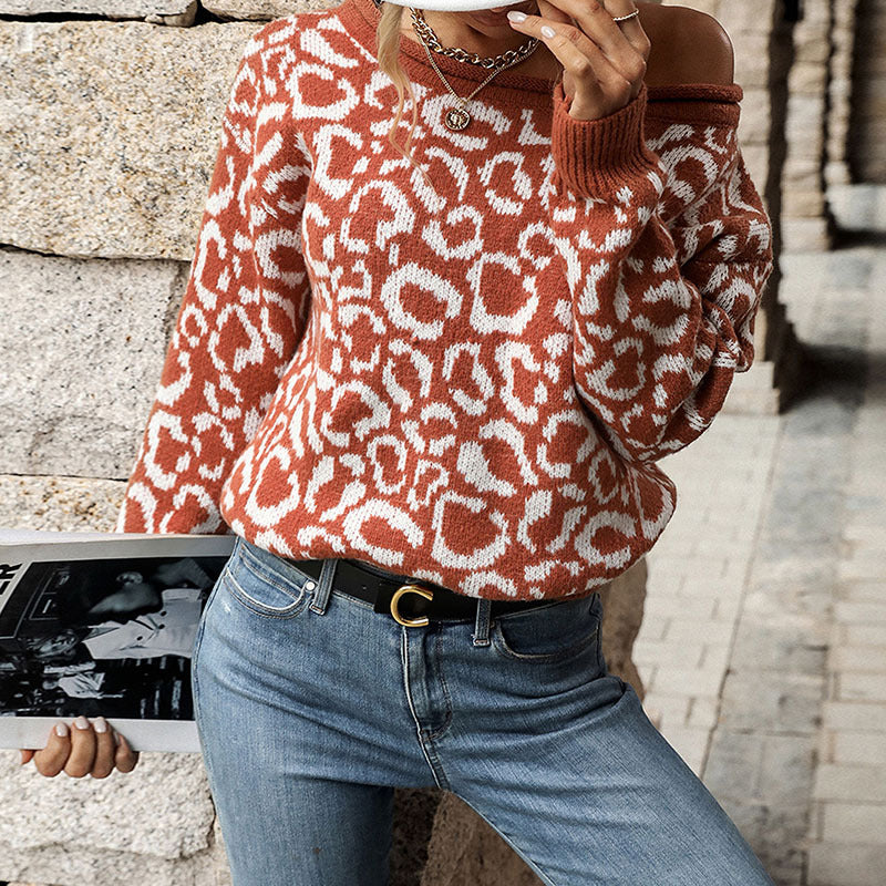 Damen Strickpullover Leopardenmuster Lässig Norvielle - Norvielle