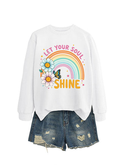 Damen Sweatshirt Bunt Floralmuster Baumwolle