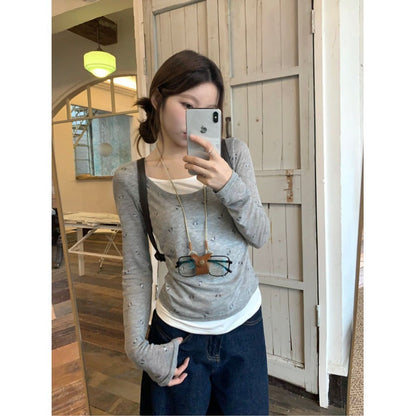 Damen Langarmshirt mit Punkten Baumwolle